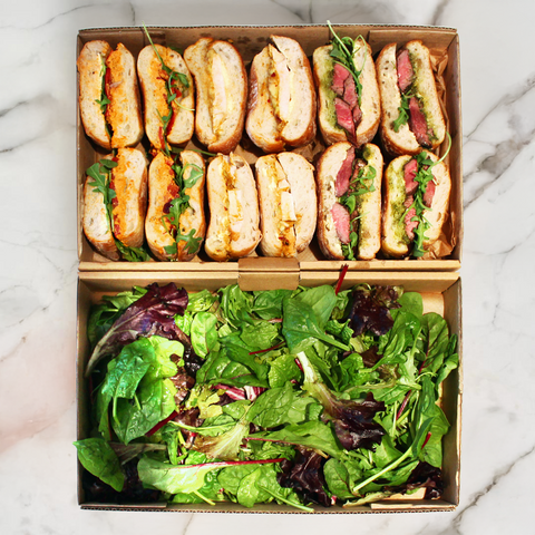 Mixed Sandwiches and Baby leaf Salad